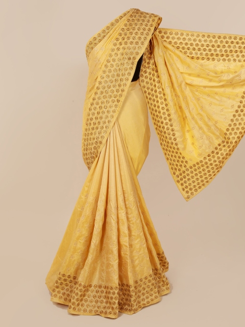 

Pothys Yellow Solid Art Silk Saree