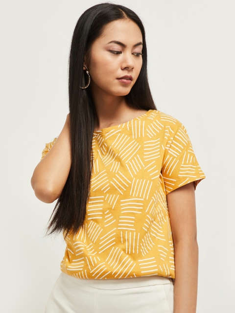 

Max Women Yellow & Off-White Regular Top