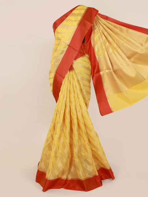 

Pothys Yellow & Red Cotton Blend Woven Design Saree