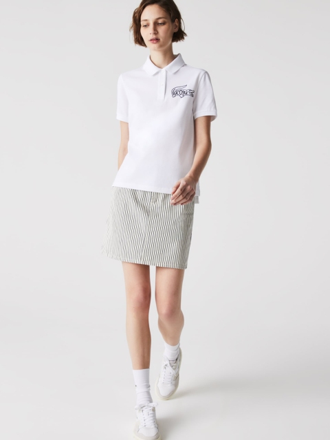 

Lacoste Women White Solid Polo Collar T-shirt