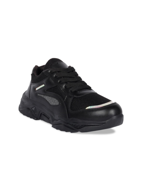 

Bella Toes Women Black Synthetic Leather Lace-Up Lightweight Sneakers