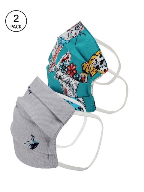 

Kazo Unisex Pack of 2 Multicoloured Printed 2-Ply Reusable Cloth Masks, Blue