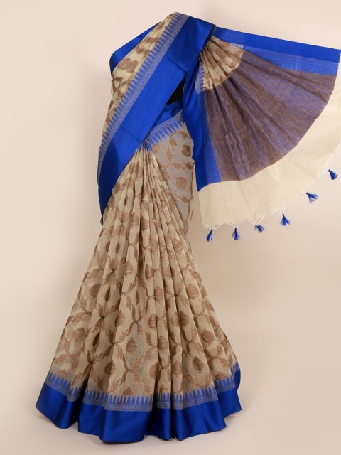 

Pothys Cream-Coloured Woven Design Cotton Blend Saree