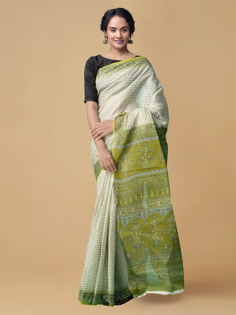 

Unnati Silks Green Pure Cotton Printed Kovai Saree