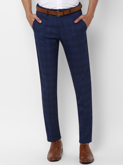 

Allen Solly Men Navy Blue Slim Fit Checked Formal Trousers