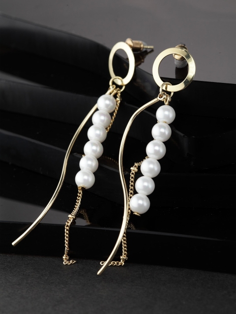 

CRZ Gold-Toned & White Classic Drop Earrings