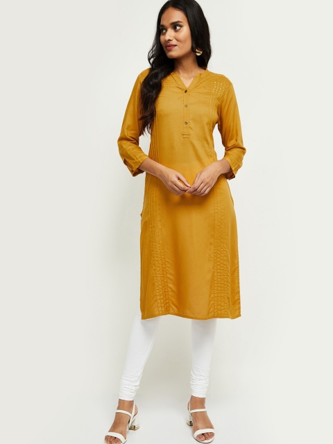 max Women Mustard Yellow Kurta