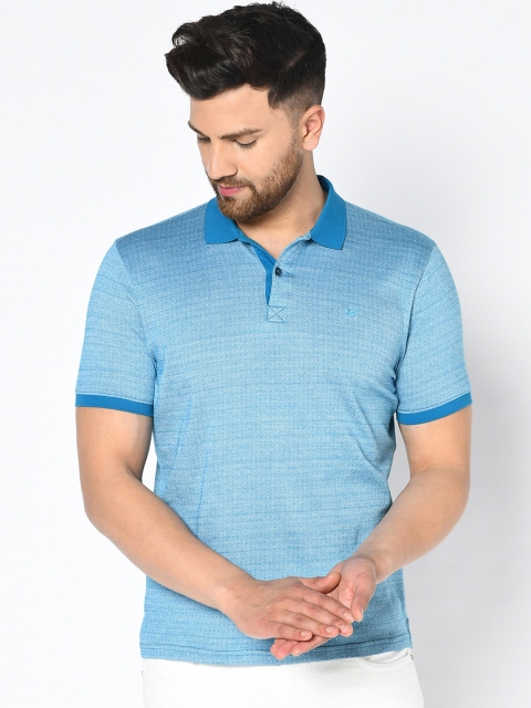 

Blackberrys Men Blue Striped Polo Collar T-shirt