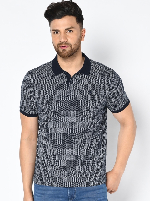 

Blackberrys Men Navy Blue Printed Polo Collar T-shirt