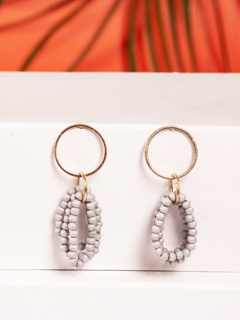

CRZ Gold-Toned & Grey Contemporary Hoop Earrings