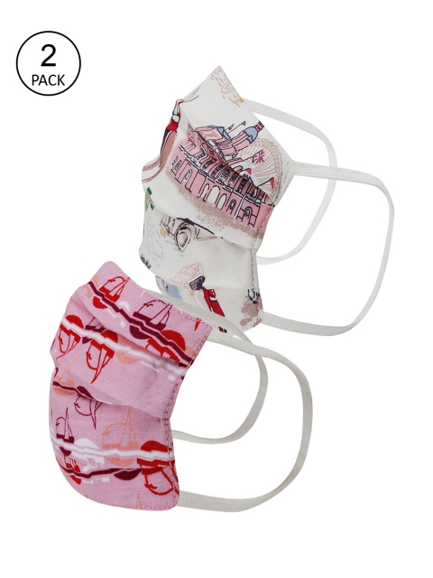 

Kazo Kids Pack Of 2 Printed 2-Ply Reusable Cotton Cloth Masks, Pink