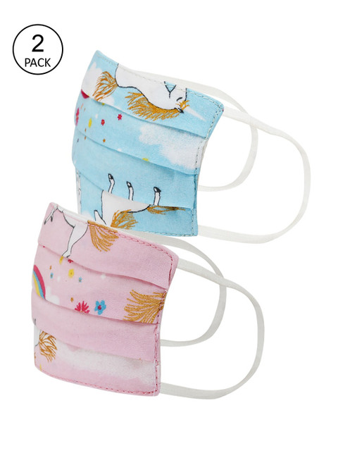 

Kazo Kids Pack Of 2 Printed 2-Ply Cloth Face Masks, Blue