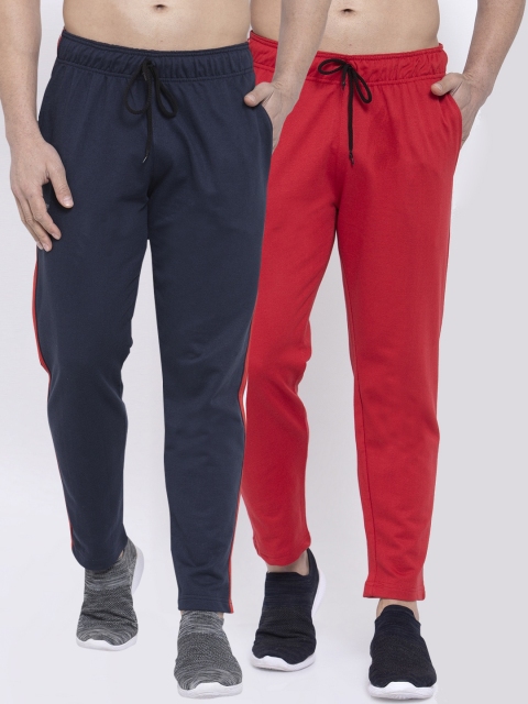 

NEUDIS Men Pack of 2 Pure Cotton Solid Track Pants, Navy blue