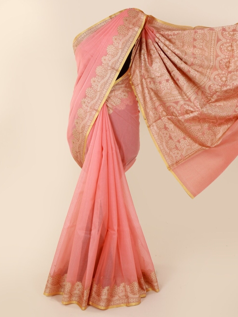 

Pothys Pink Printed Cotton Blend Saree