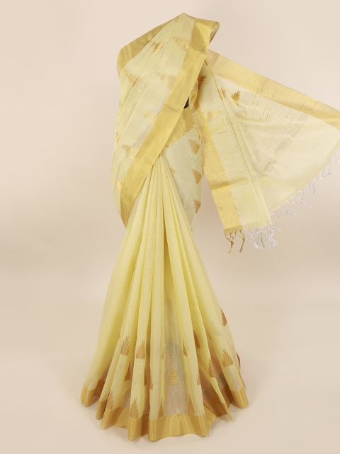 

Pothys Yellow Woven Design Cotton Blend Saree