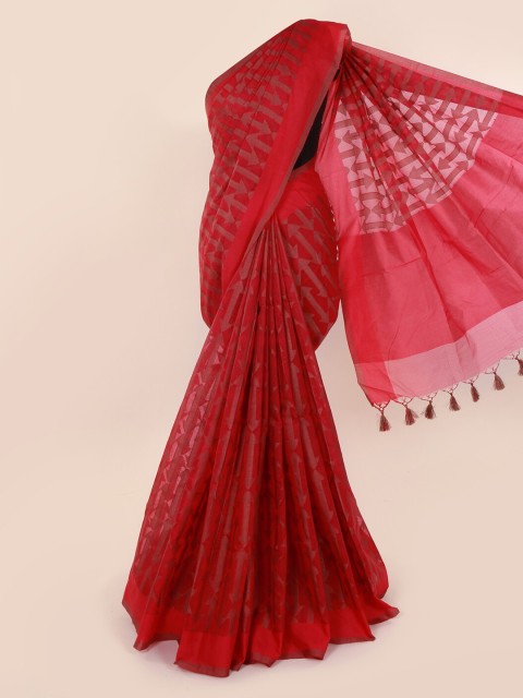 

Pothys Red Woven Design Cotton Blend Saree