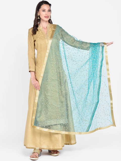 

Dupatta Bazaar Blue & Gold-Toned Embroidered Dupatta