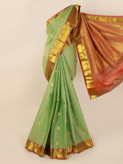 

Pothys Green Pure Silk Woven Design Kanjeevaram Saree