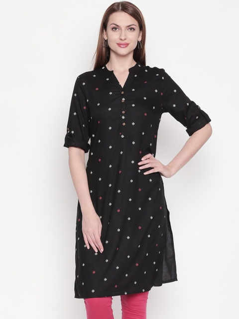 

RANGMANCH BY PANTALOONS Women Black Printed Kurta