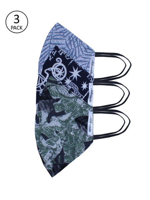 

ADORENITE Women Pack Of 3 Printed 2-Ply Reusable Outdoor Mask, Blue