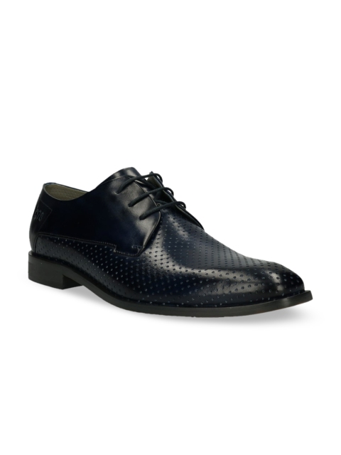 

Bugatti Men Navy Blue Textured Leather Formal Derbys