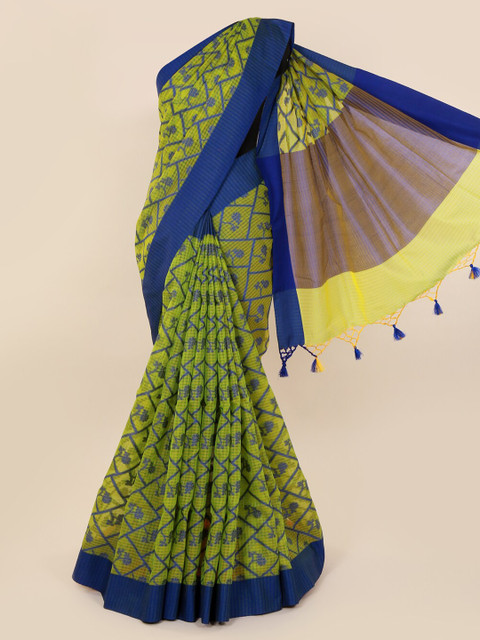 

Pothys Green Printed Cotton Blend Saree