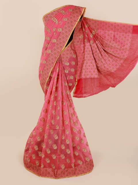 

Pothys Pink Printed Cotton Blend Saree