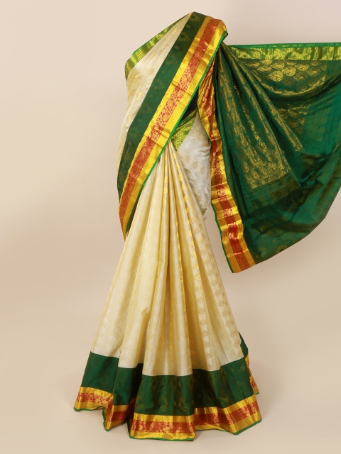 

Pothys Cream-Coloured Pure Silk Woven Design Kanjeevaram Saree