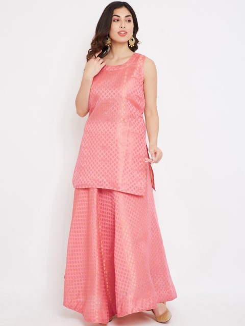 

TULIP 21 Women Pink Self Design Kurti with Skirt