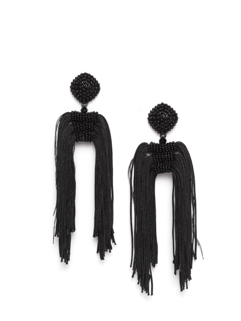 

CRZ Black Gold-Plated Contemporary Drop Earrings