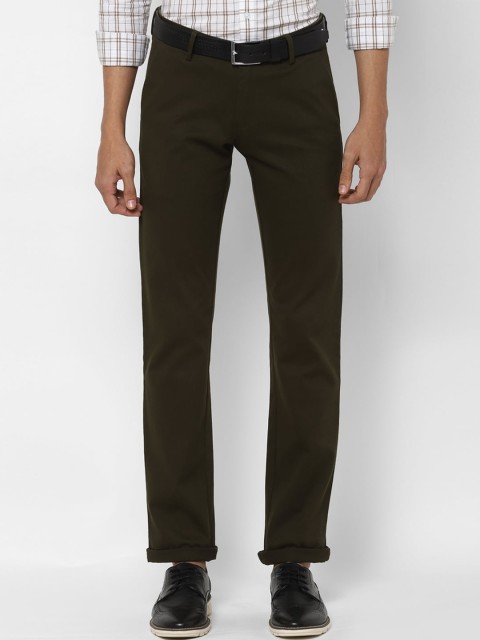 

Allen Solly Men Olive Green Slim Fit Solid Regular Trousers