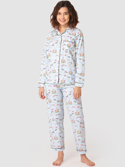 

Fluffalump Women Blue & Pink Printed Night suit