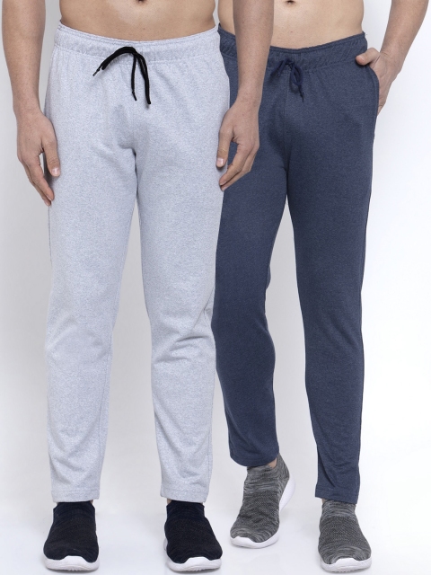 

NEUDIS Men Pack of 2 Solid Pure Cotton Track Pants, Navy blue