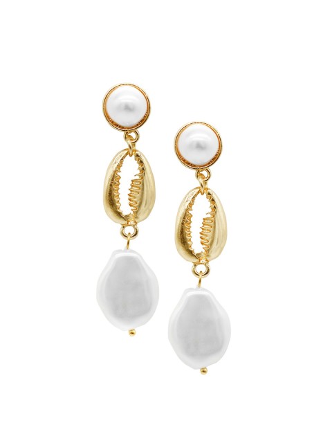 

JOKER & WITCH Gold-Plated & White Contemporary Hoop Earrings