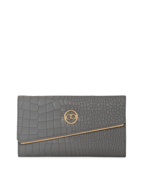 

GIO COLLECTION Women Grey Solid Envelope Wallet