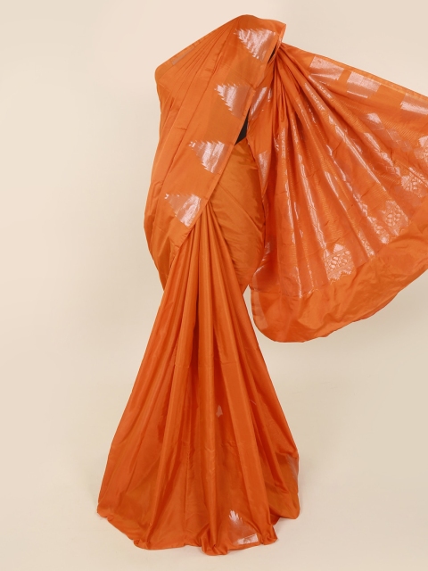 

Pothys Orange Silk Cotton Solid Kanjeevaram Saree