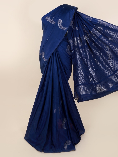 Pothys Blue Silk Cotton Woven Design Kanjeevaram Saree
