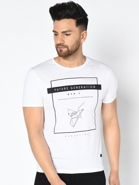 

Blackberrys Men White Printed Round Neck T-shirt