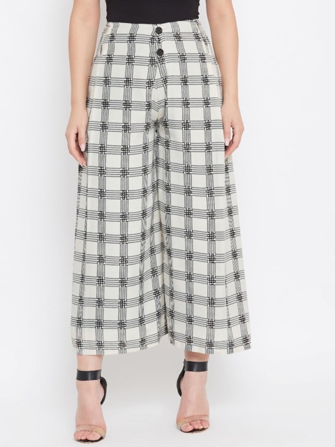 

Castle Women Black & Off-White Checked Flared Palazzos