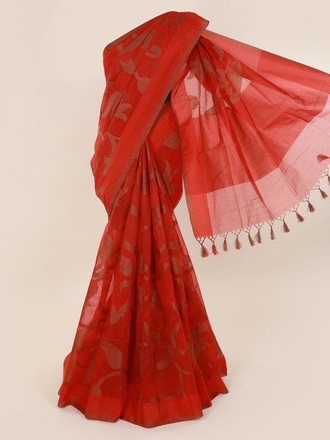 

Pothys Red Woven Design Cotton Blend Saree