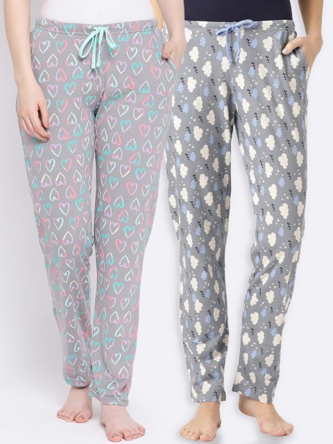 

Kanvin Women Pack of 2 Printed Lounge Pants, Grey