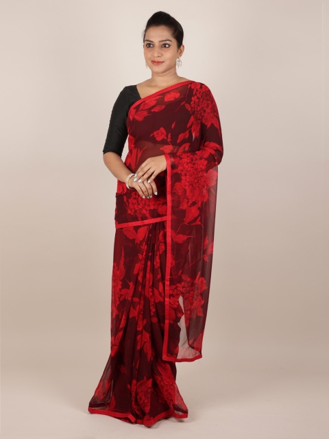 

Pothys Red & Black Poly Georgette Printed Saree