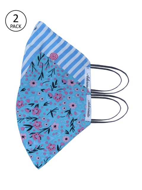 

ADORENITE Women Pack Of 2 2-Ply Printed Reusable Outdoor Mask, Blue