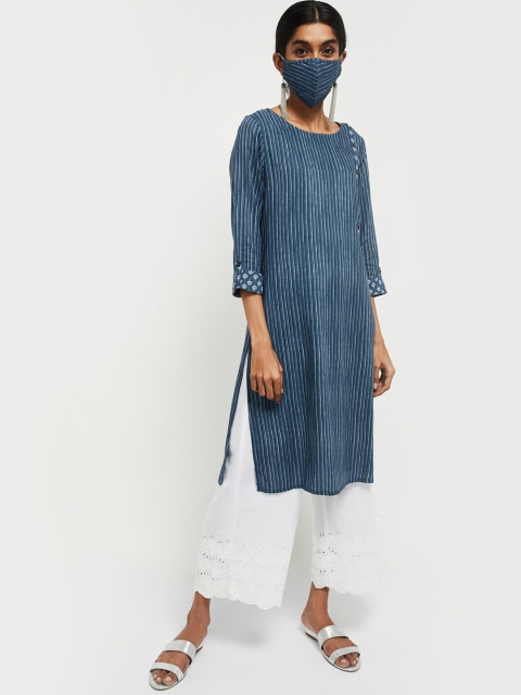 Max Women Blue Off White Kurta