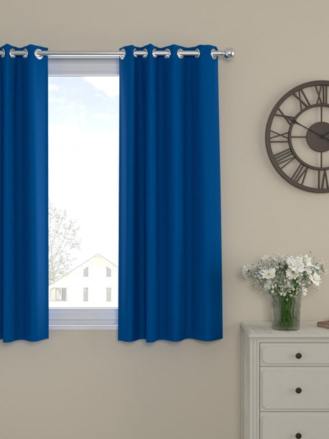 

ROSARA HOME Blue Single Black Out Window Curtain