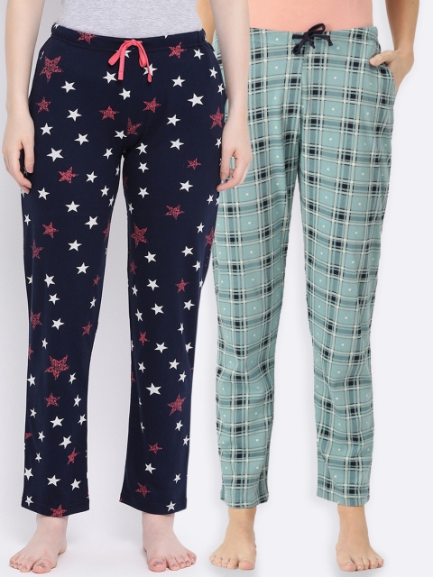 

Kanvin Women Pack Of 2 Printed Lounge Pants, Blue