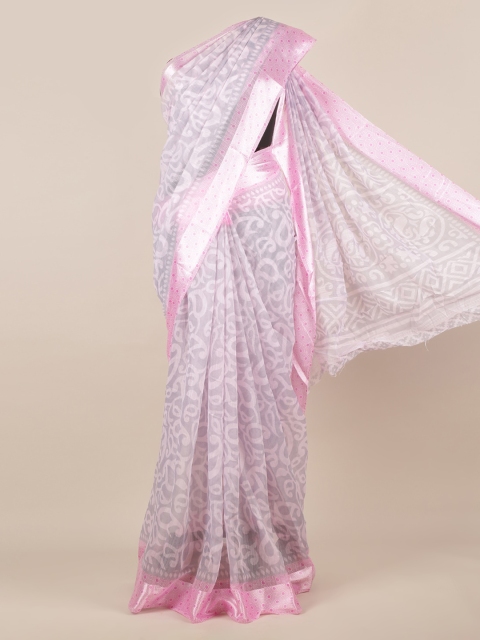 

Pothys Pink Printed Jute Silk Saree