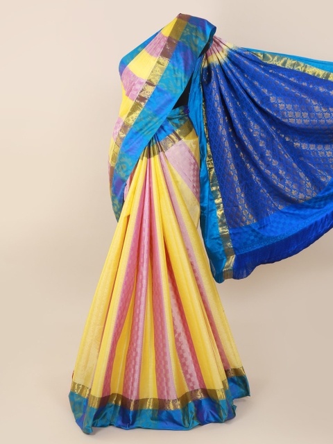 

Pothys Multicoloured Pure Silk Striped Kanjeevaram Saree, Multi