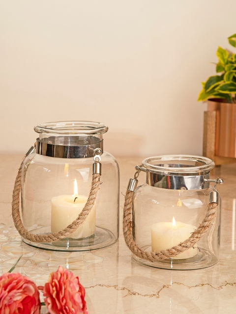 

Amoliconcepts Transparent & Brown Solid Contemporary Table Glass Lantern
