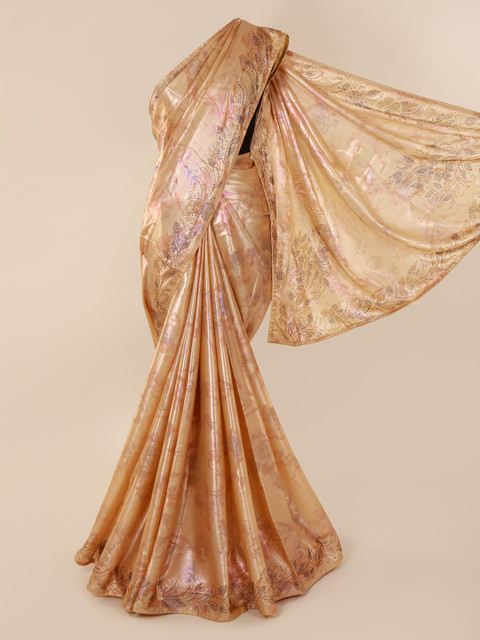 

Pothys Beige Embellished Satin Saree